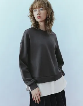 2 In 1 Crew Neck Loose Sweatshirt