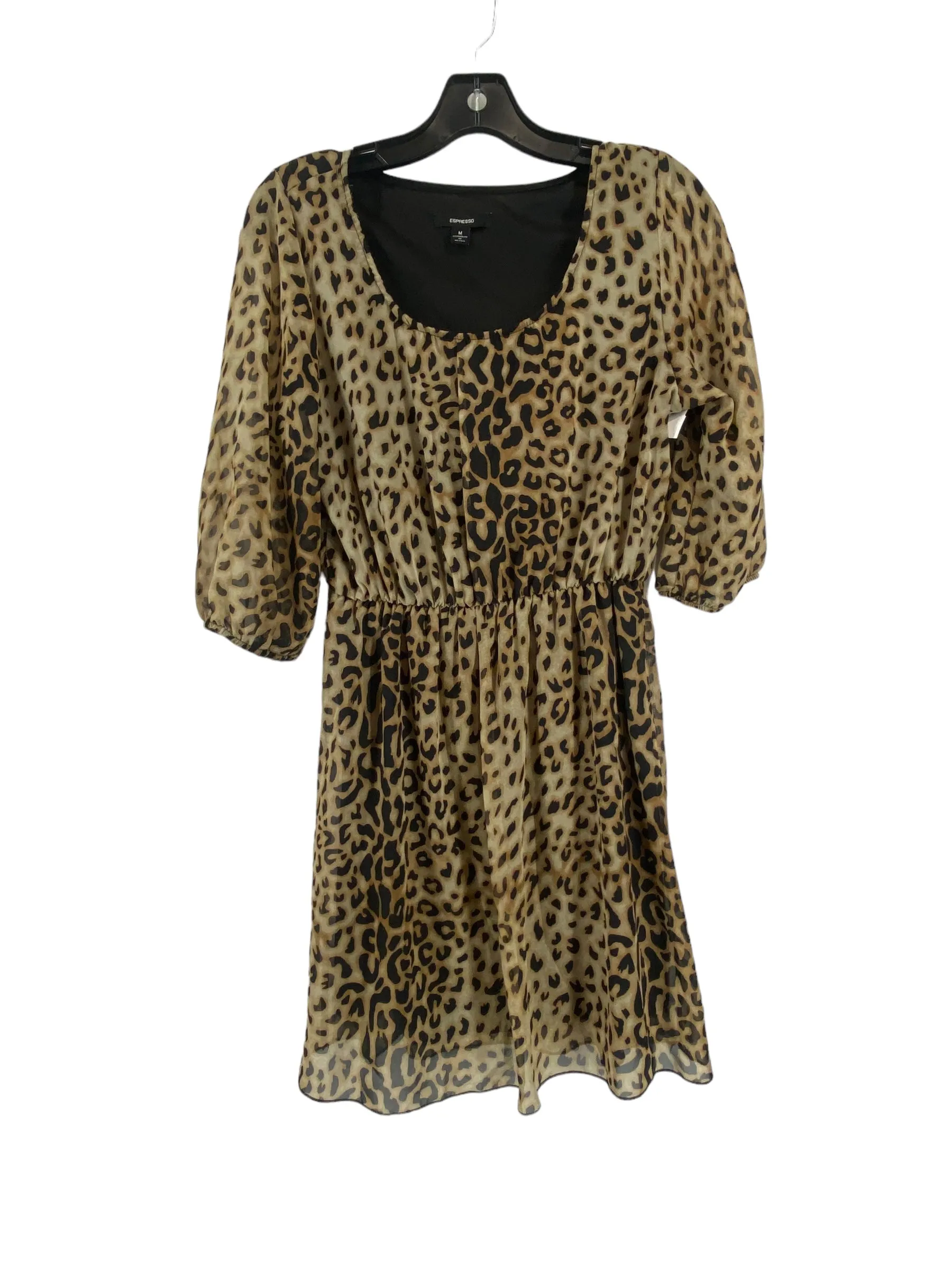 Animal Print Dress Casual Short Espresso, Size M