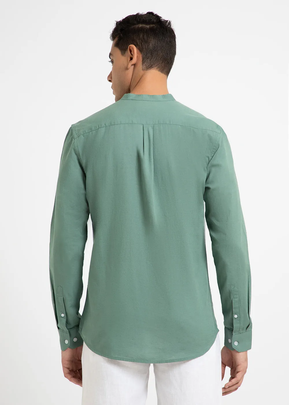 Atlantis Green Cotton Linen Shirt