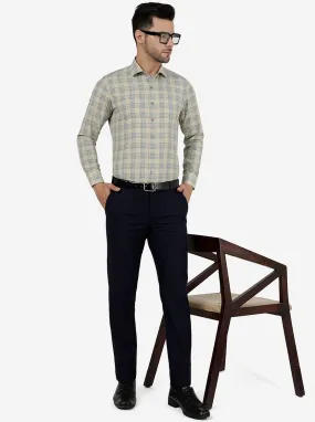 Beige Checked Slim Fit Formal Shirt | Greenfibre