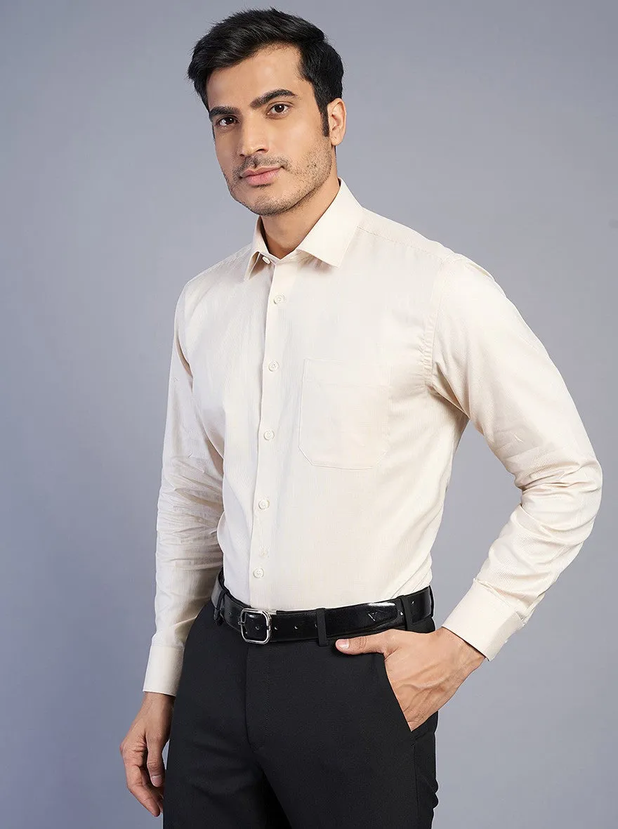 Beige Solid Regular Fit Formal Shirt | JadeBlue