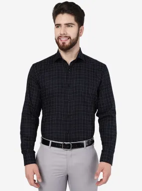 Black Checked Regular Fit Formal Shirt | JadeBlue