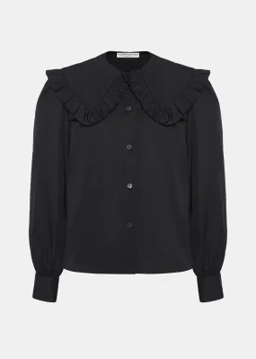 Black Cotton Poplin Blouse