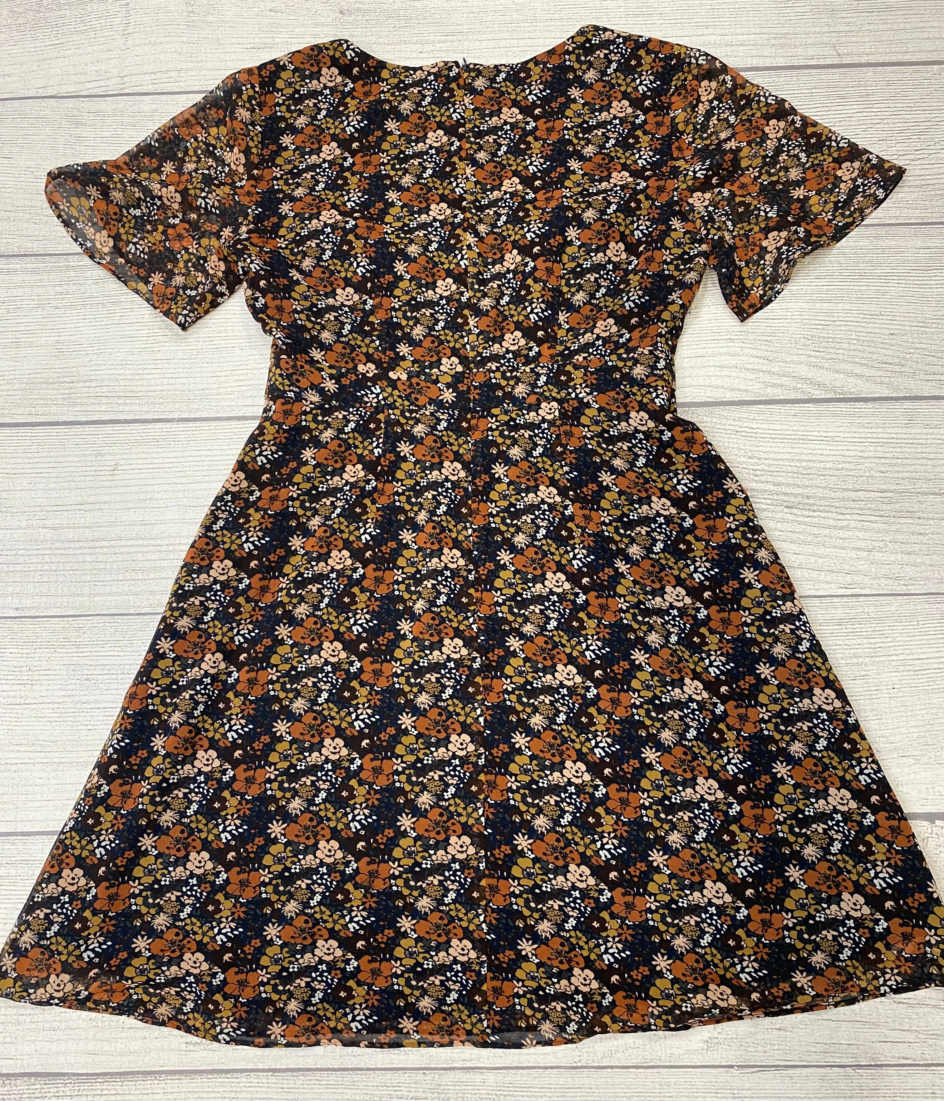 Black Floral Dress Casual Short Madewell, Size Xs