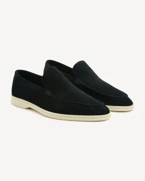 Brabion Unlined Capri Suede Loafer – Black