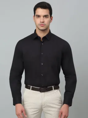 Cantabil Cotton Black Solid Full Sleeve Formal Shirt for Men with Pocket