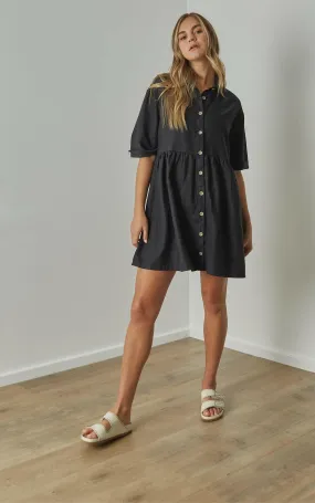 Jozie Black Loose Linen Dress