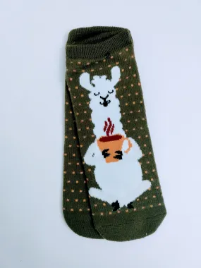 Llama Latte Ankle Socks