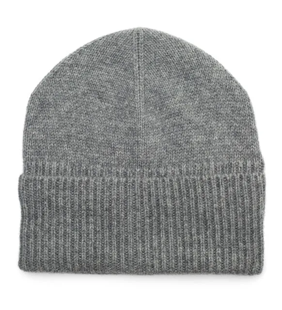 Loose Rib Cashmere Beanie - Grey