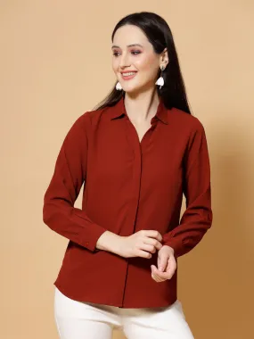 Odour Free Spread Collar Long Sleeves Formal Shirt For Women