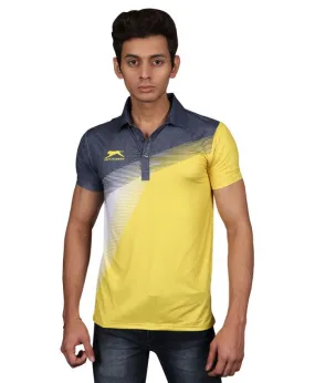 SHIV NARESH Spandex T-Shirt (Grey-Yellow)