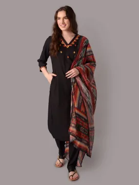 Women Black Kurta Trouser Dupatta