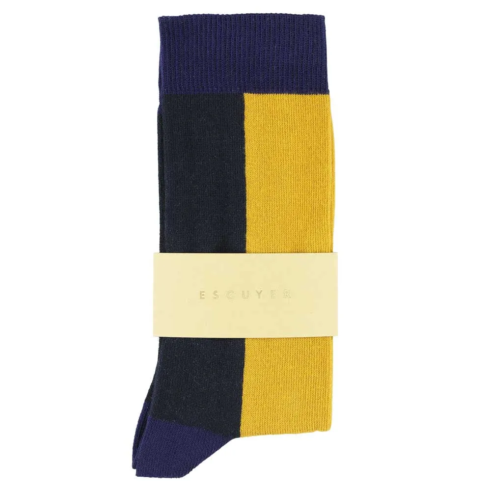 Women Chess Socks - Blue Print / Honey