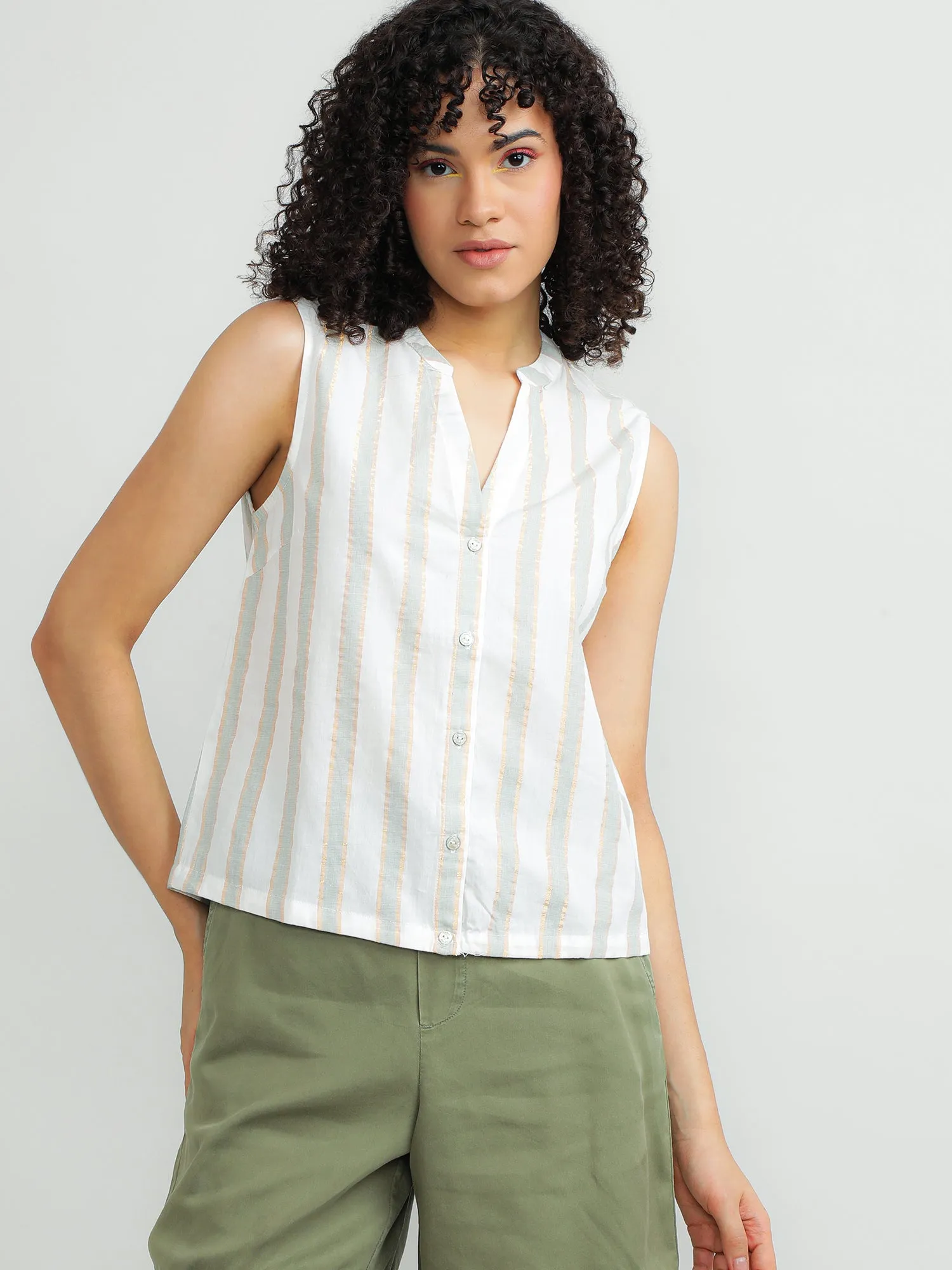 Women Cotton Cream Elegant Top